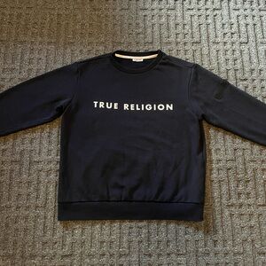 True Religion Sweatshirt Mens Medium Black TRLGN Graphic Pullover Streetwear
